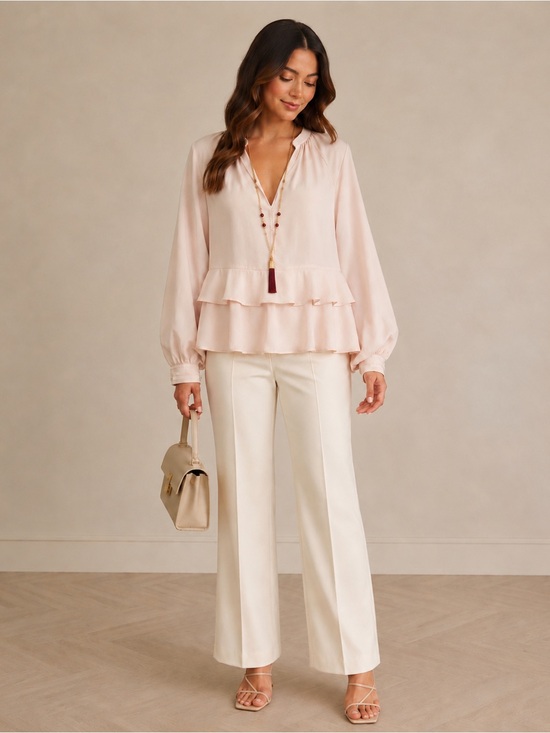 Zara Tops - ZARA PINK RUFFLED BLOUSE SIZE M